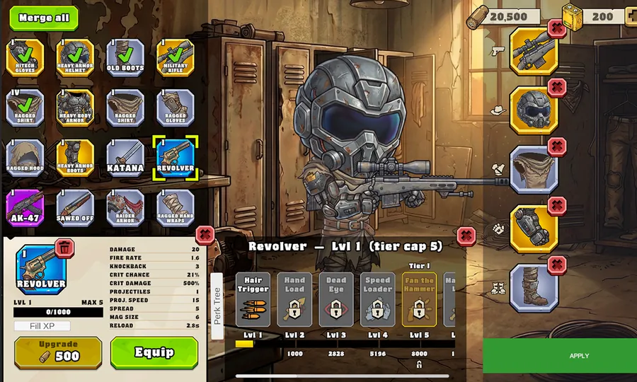 Secret Project — weapon upgrade interface